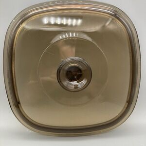 Pyrex Corning Ware AMBER  A-9-C Square Glass 2 & 3 Quart Casserole Lid ONLY
